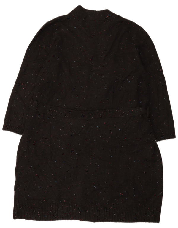 Marks & Spencer Womens Longline Cardigan Sweater UK 16 Large Black Flecked