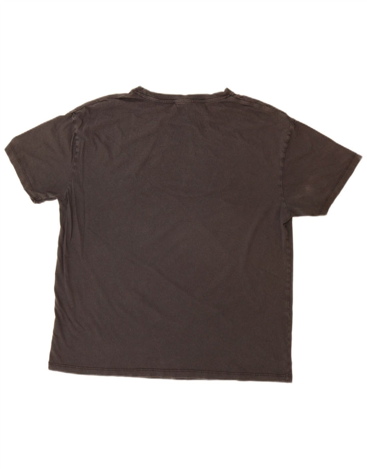 Pull & Bear Herren-T-Shirt „Guns & Roses“ mit Grafik, Größe L, aus grauer Baumwolle