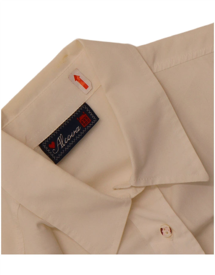 Vintage Damen Grafikshirt UK 14 Große weiße Baumwolle