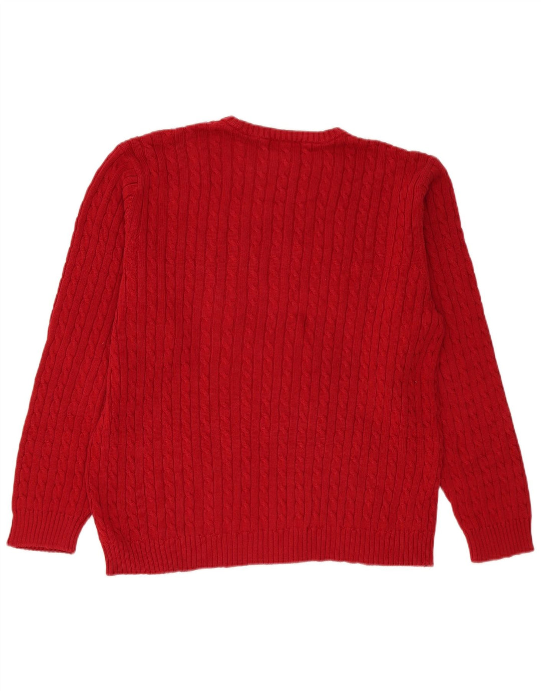 Chaps Herren-Pullover mit Rundhalsausschnitt, Größe L, aus roter Baumwolle