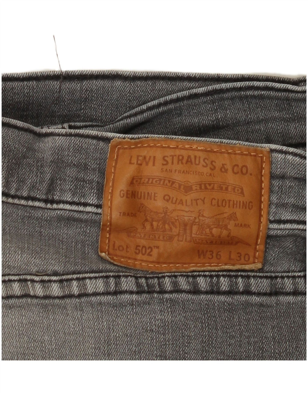 LEVI'S Herren 502 Tapered Jeans W36 L30 Graue Baumwolle