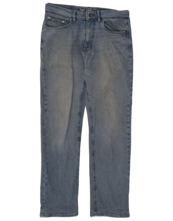 Marks & Spencer Herren Straight Jeans W32 L29 Blaue Baumwolle