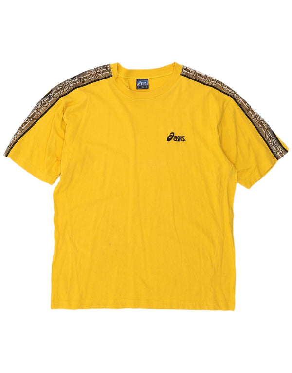 Asics Mens Graphic T-Shirt Top XL Yellow Cotton