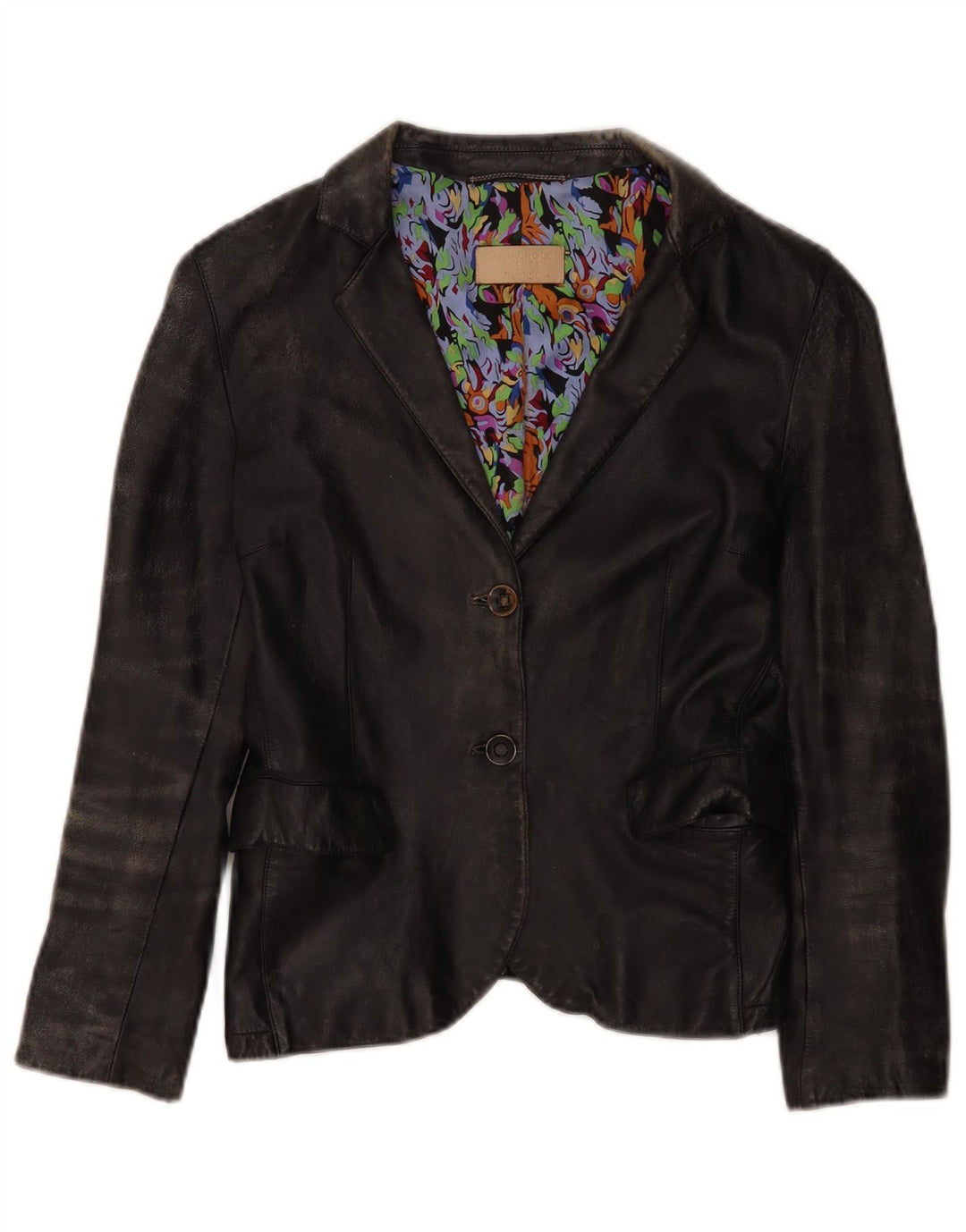 Santacroce Damen-Blazer aus Leder mit 2 Knöpfen, Gr. 10, Schwarz