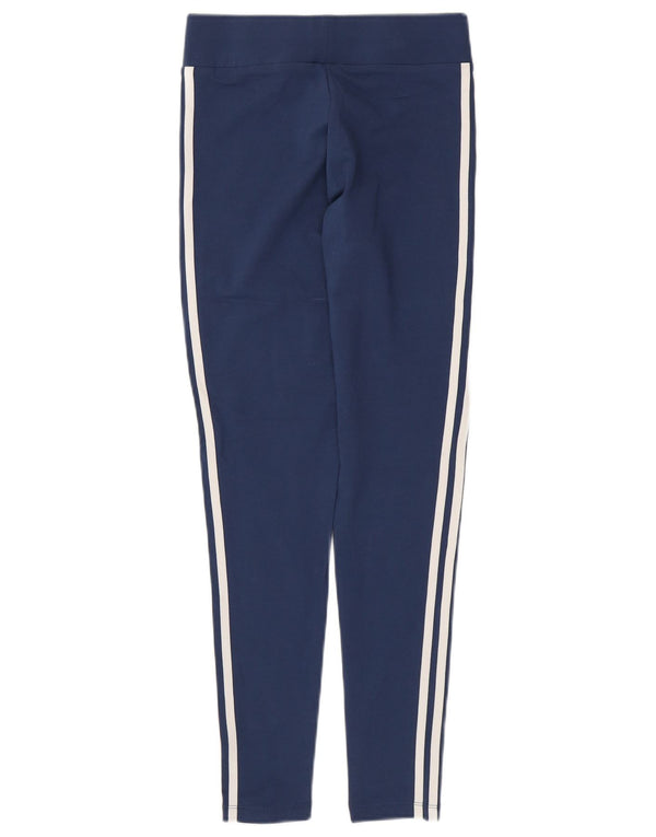 ADIDAS Damen Leggings UK 10 Small Marineblau Baumwolle