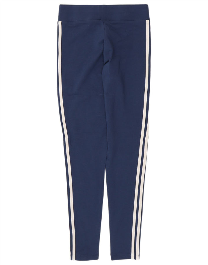 ADIDAS Damen Leggings UK 10 Small Marineblau Baumwolle