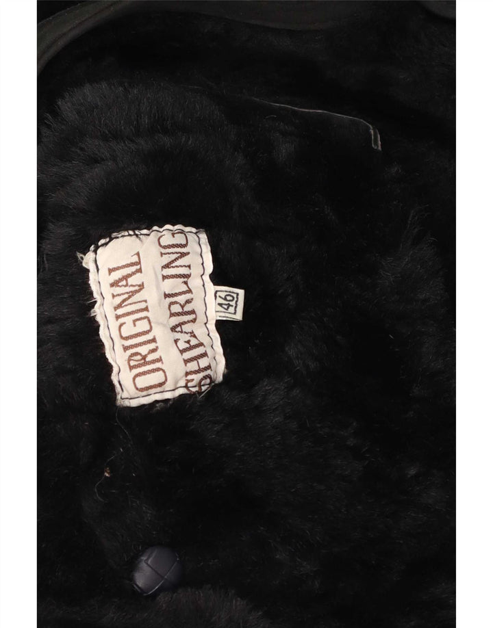 Vintage Damen Übergroßer Shearling-Mantel IT 46 Großer schwarzer Shearling