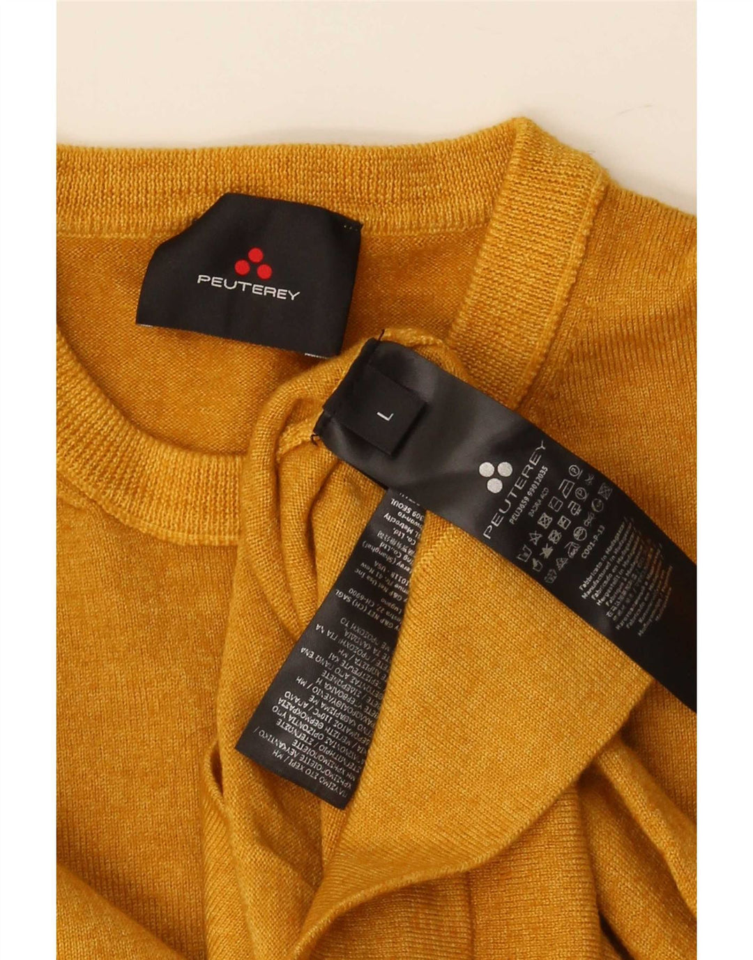 PEUTEREY Damen-Pullover mit Rundhalsausschnitt, UK 16, Größe L, gelbe Wolle