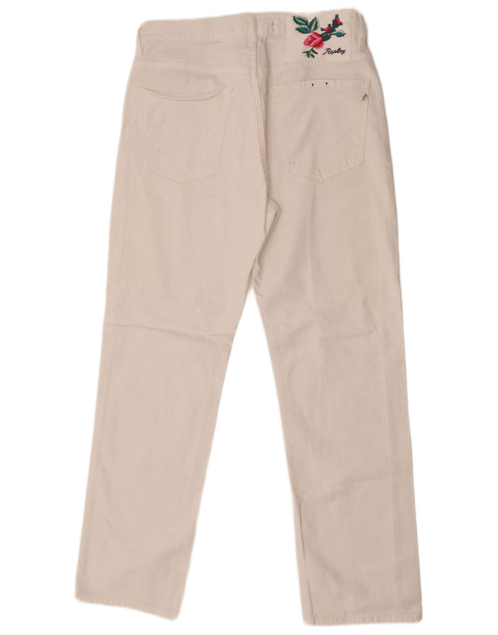 Replay Damen Straight Jeans W28 L29 Weiße Baumwolle