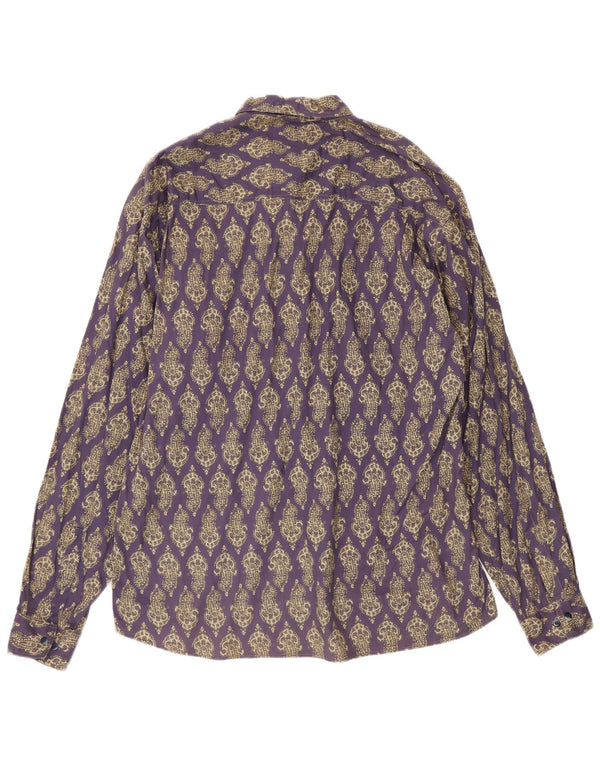 Vintage Herrenhemd 2XL Lila Paisley Baumwolle