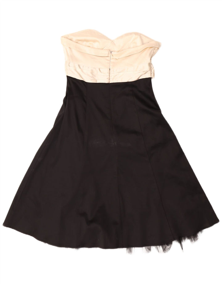 WAREHOUSE Womens Strapless Dress UK 12 Medium Black Colourblock Acetate