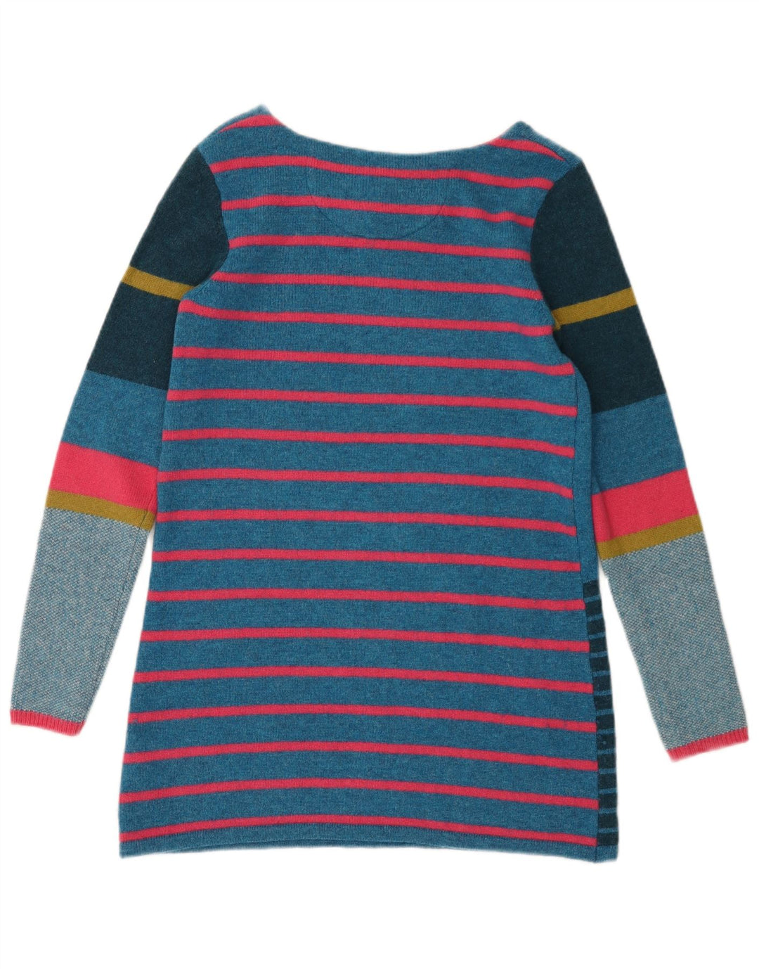 White Stuff Damen-Pullover, Gr. 10, kleine blau gestreifte Lammwolle