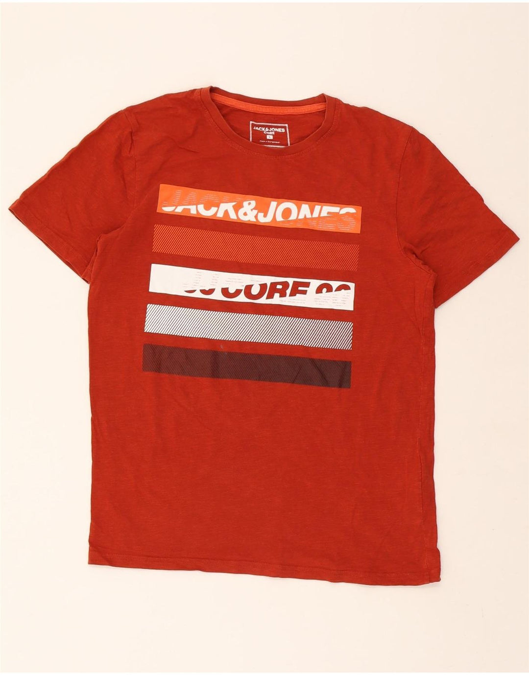JACK & JONES Mens Graphic T-Shirt Top Large Orange Cotton Vintage Jack & Jones and Second-Hand Jack & Jones from Messina Hembry 