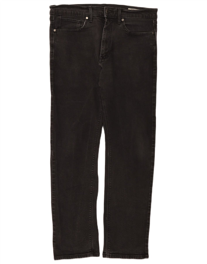 Marks & Spencer Herren Straight Jeans W34 L31 Schwarze Baumwolle