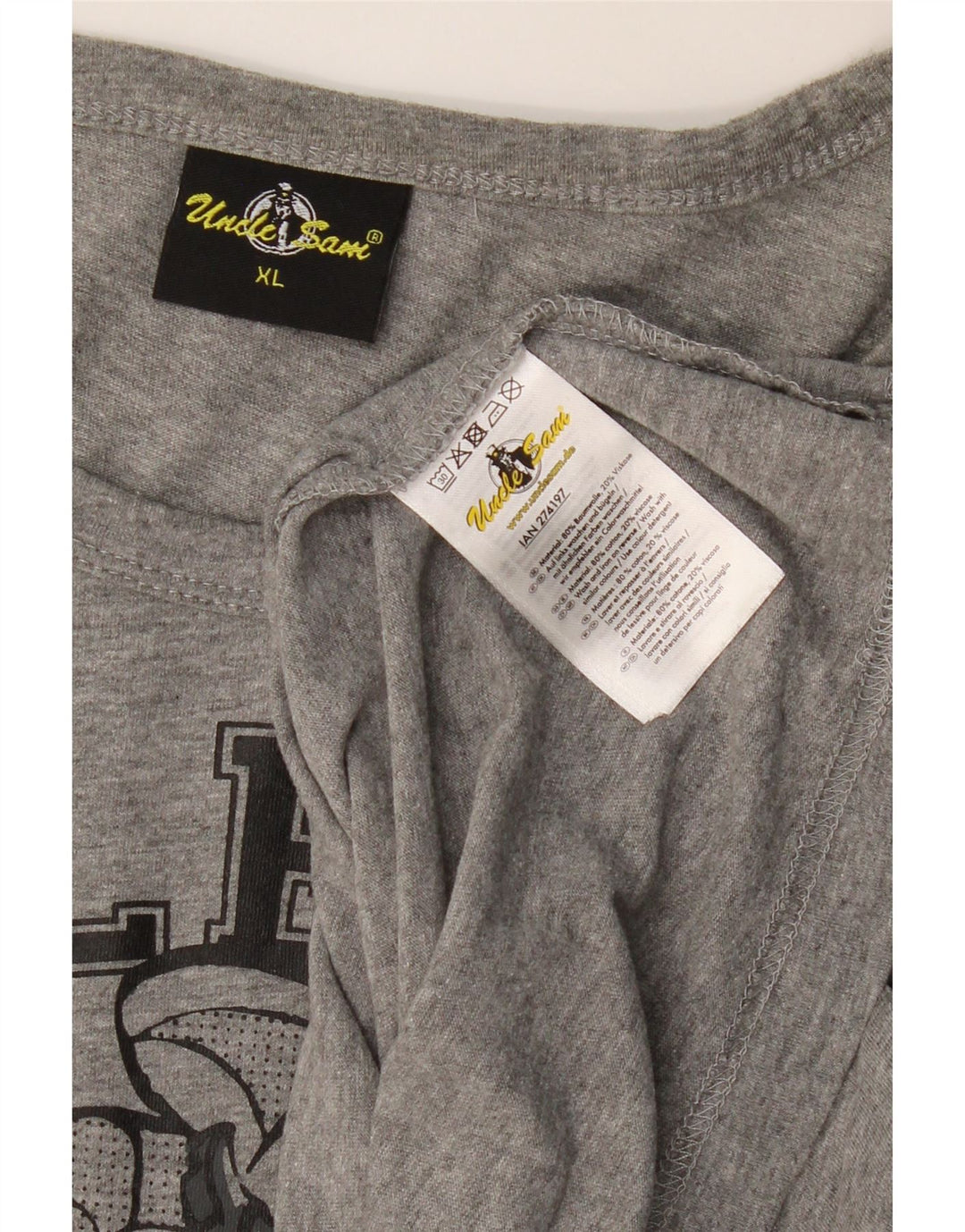 UNCLE SAM Herren Grafik-Weste-Top XL aus grauer Baumwolle