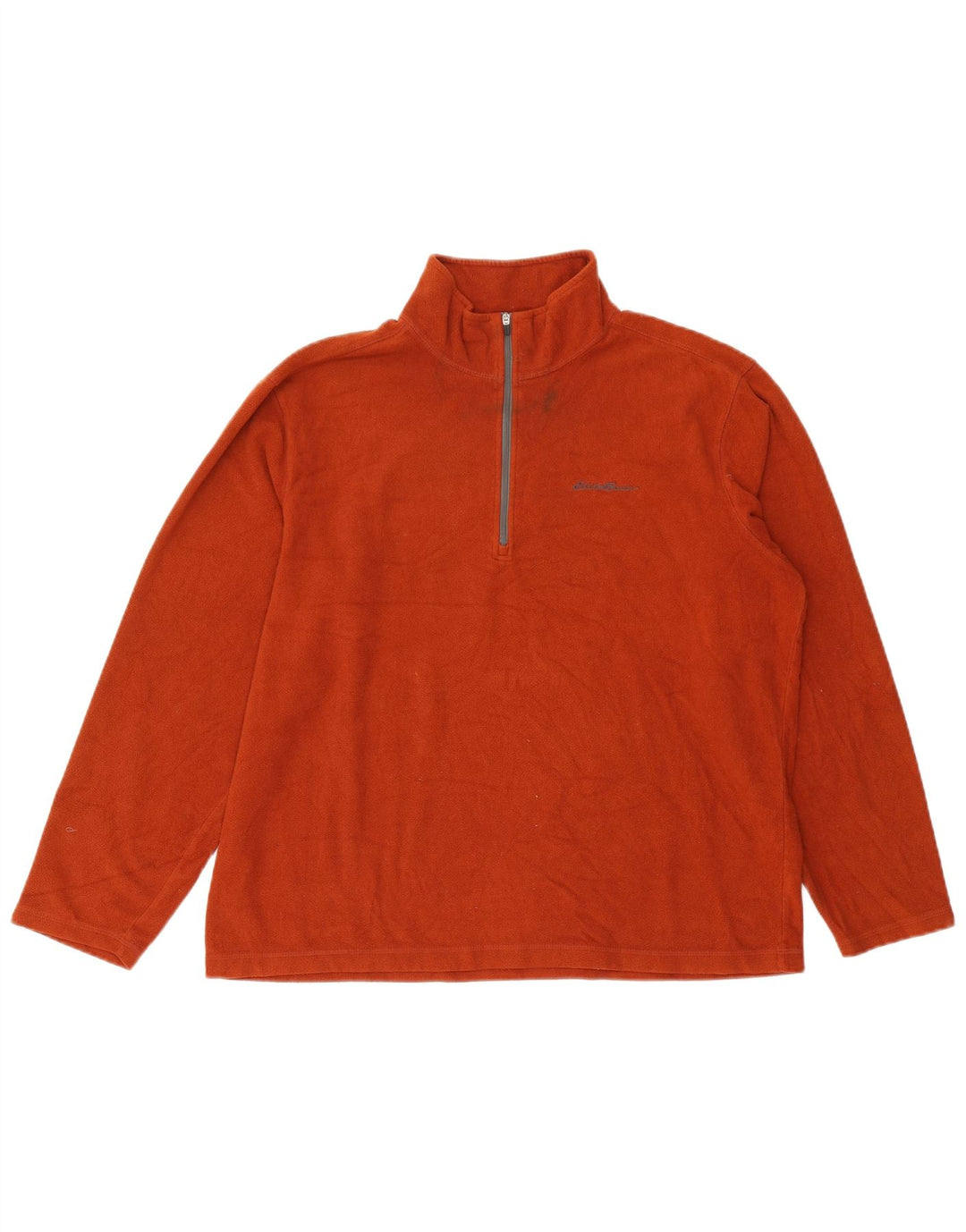 EDDIE BAUER Herren-Fleecepullover mit Reißverschluss am Hals, großes orangefarbenes Polyester