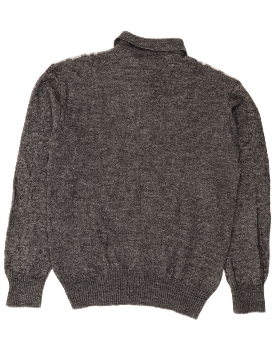 Rinaldi Herren-Pullover mit Rollkragen, mittelgrau, Argyle-/Diamant-Wolle