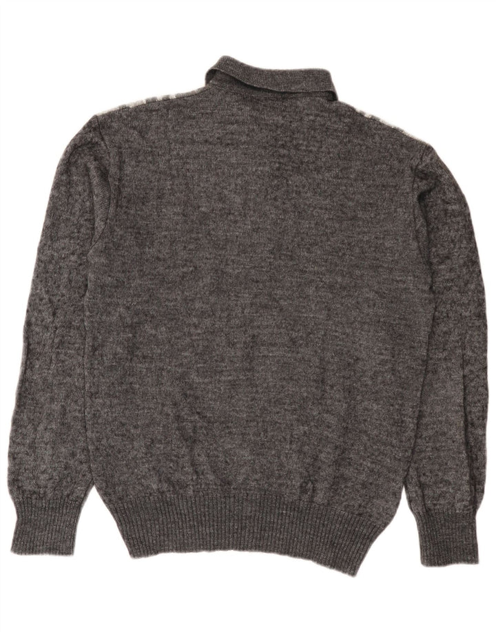 Rinaldi Herren-Pullover mit Rollkragen, mittelgrau, Argyle-/Diamant-Wolle