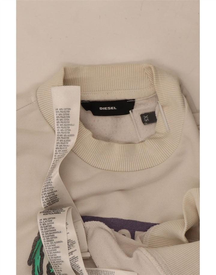 DIESEL Mens Graphic Sweatshirt Jumper XS White Cotton Vintage Diesel and Second-Hand Diesel from Messina Hembry 
