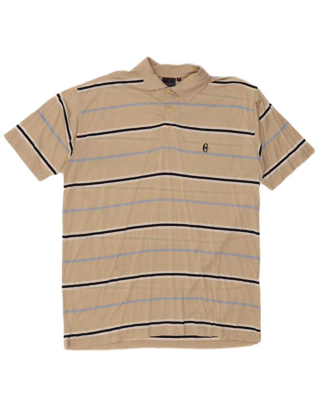 CONTE OF FLORENCE Herren Poloshirt XL Beige gestreift aus Baumwolle