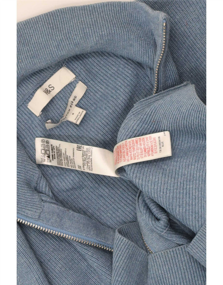 Marks & Spencer Herren-Cardigan mit durchgehendem Reißverschluss, klein, blau, Polyester