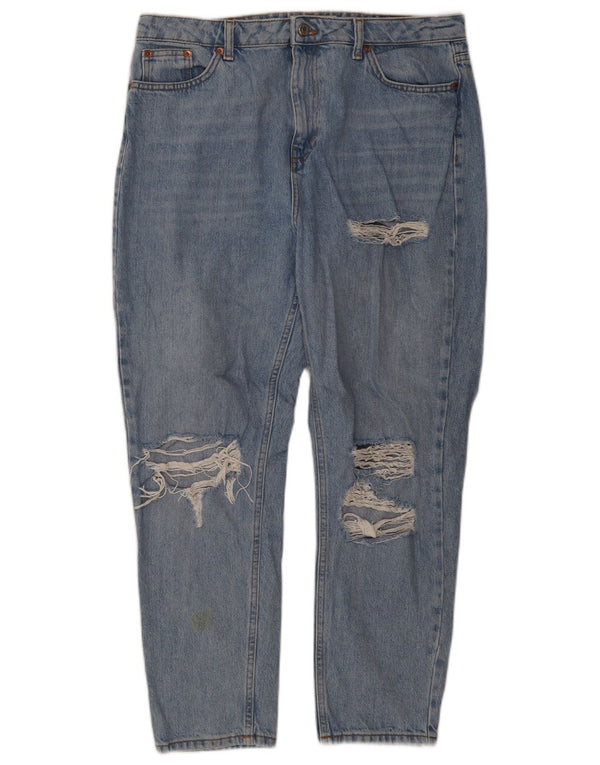 Topshop Herren Mom Distressed Tapered Jeans W34 L30 Blaue Baumwolle