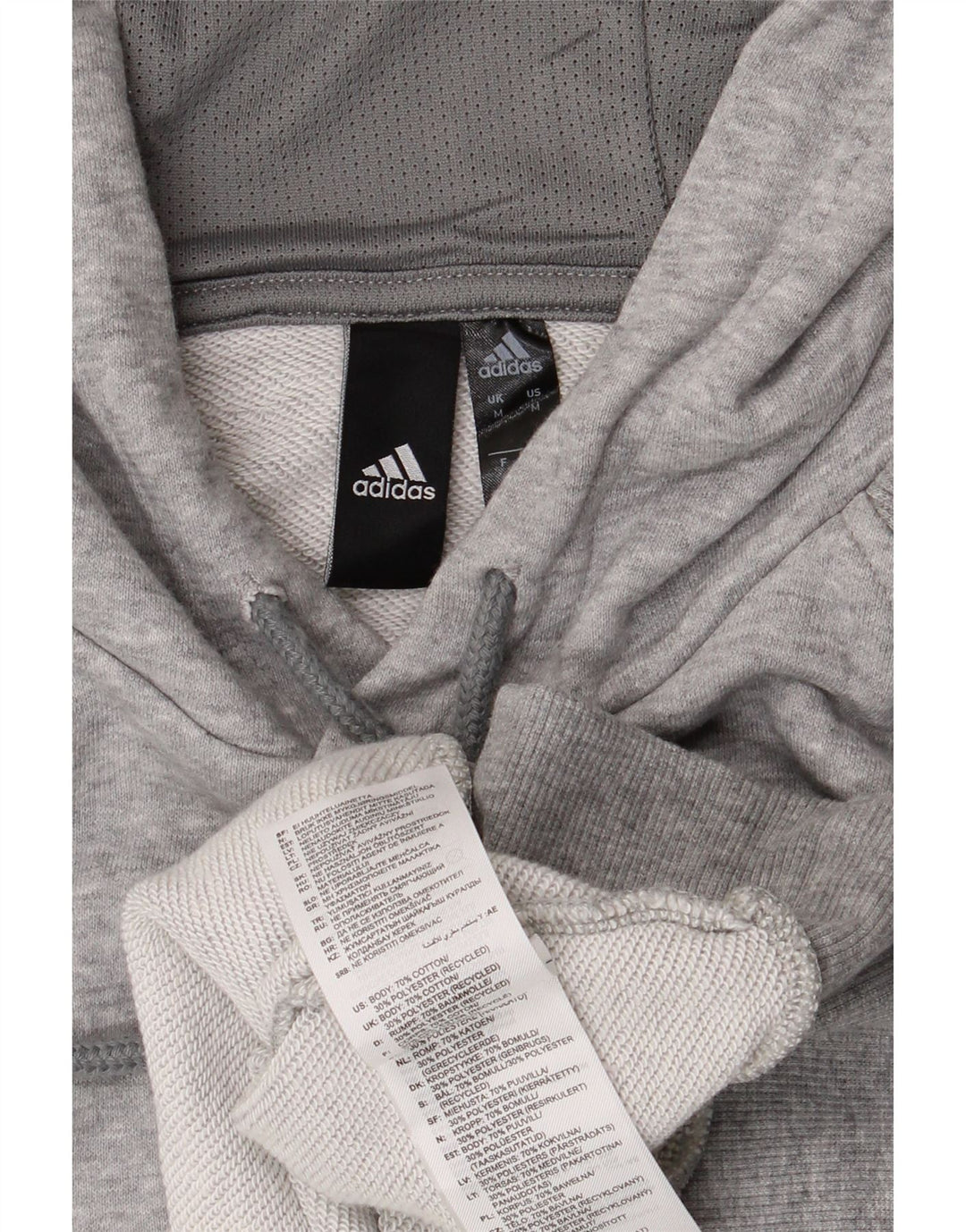 Adidas Herren Kapuzenpullover Mittelgrau gefleckte Baumwolle