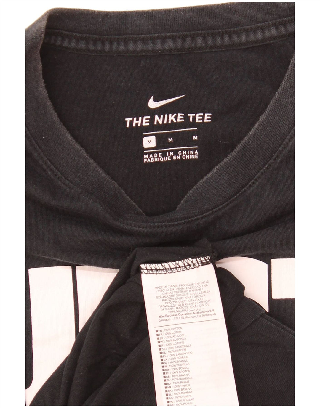Nike Herren-T-Shirt mit Grafik, mittelgroß, schwarze Baumwolle