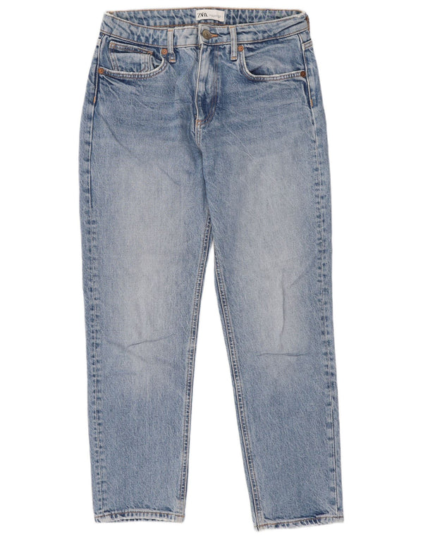 Zara Damen Distressed High Waist Jeans EU 38 Small W28 L26 Blaue Baumwolle