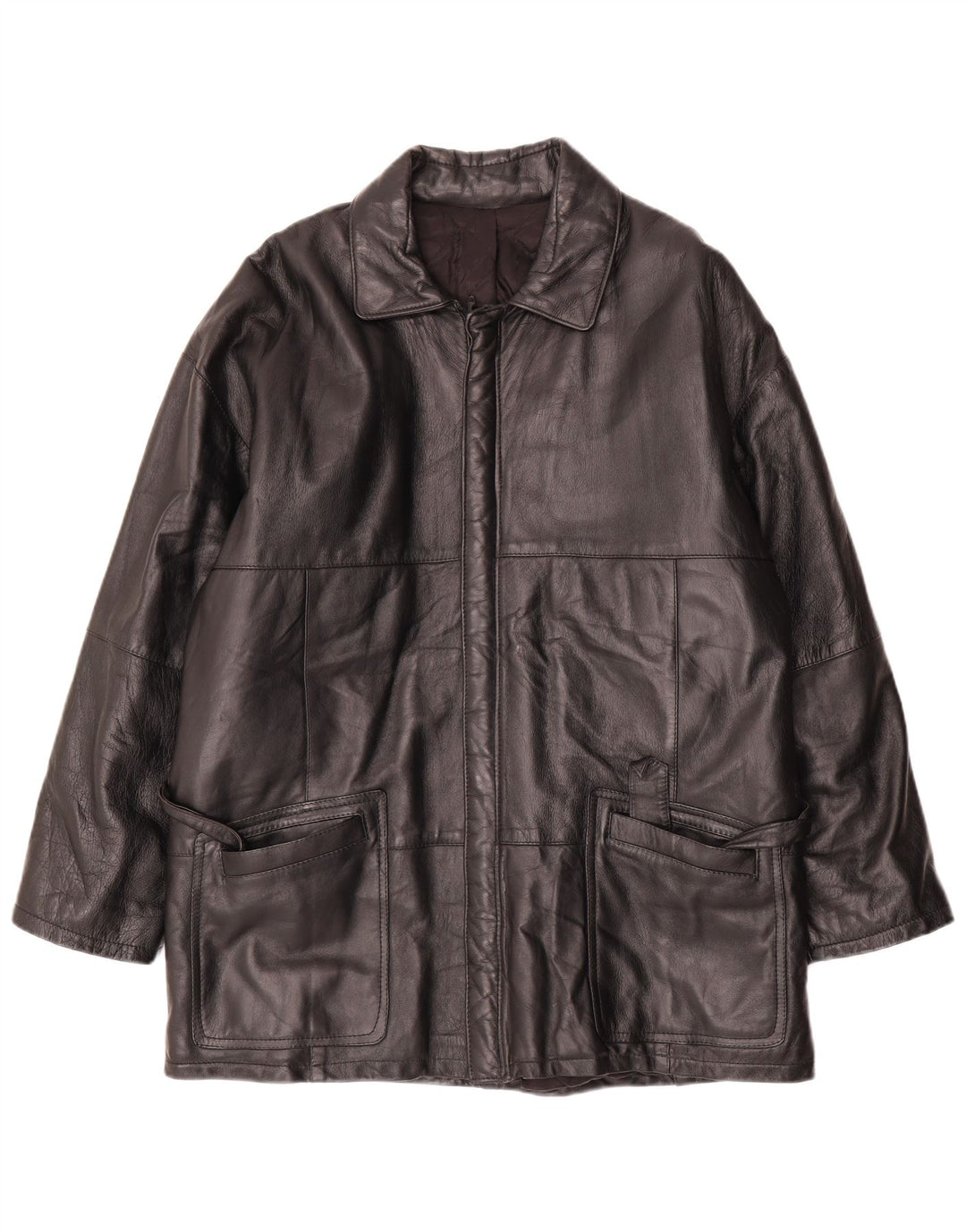 Vintage Herren Lederjacke IT 50 Großes schwarzes Leder