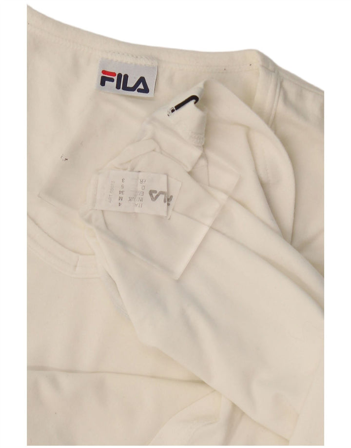 Fila Damen T-Shirt Top UK 14 Mittelweiße Baumwolle