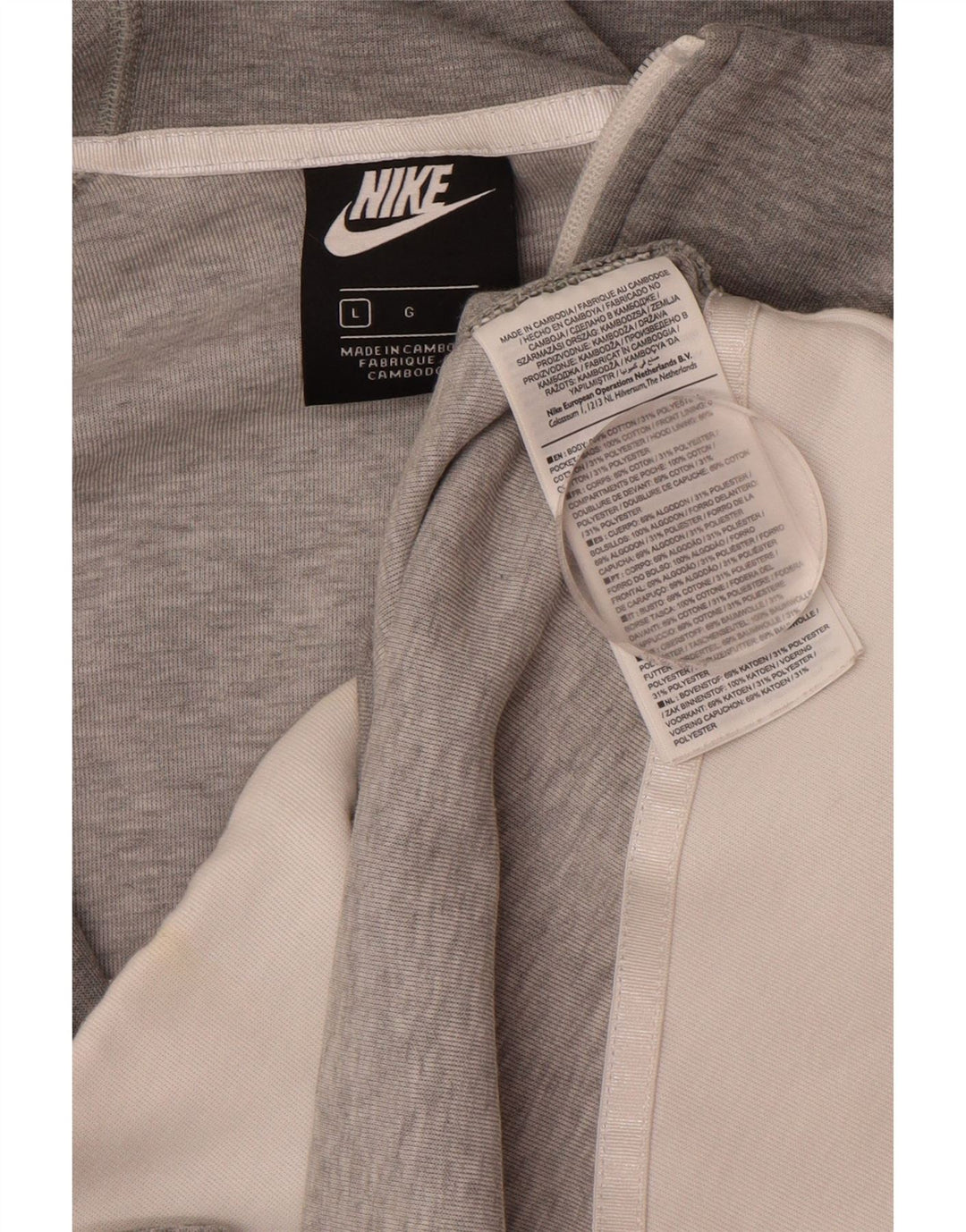 NIKE Damen-Kapuzenpullover mit Reißverschluss, UK 16, Größe L, Grau, Baumwolle