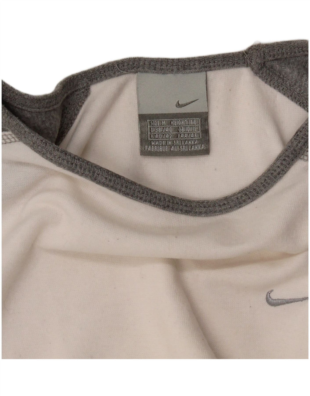 NIKE Damen Top Langarm UK 10/12 Mittelweiß Farbblock