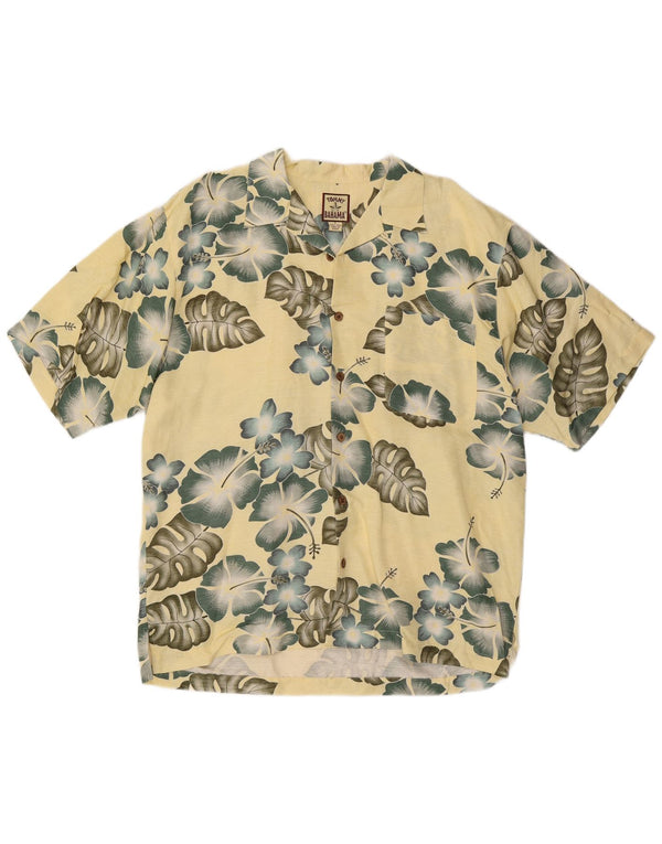 Tommy Bahama Herren-Kurzarmhemd, groß, gelbe Blumenseide