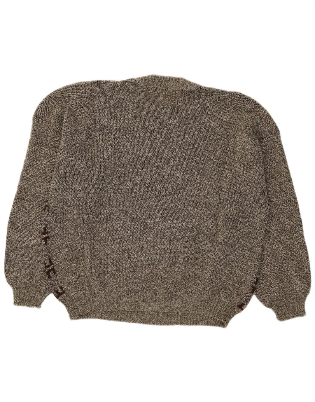 Vintage Herren Pullover mit Rundhalsausschnitt, groß, grau, geometrisch