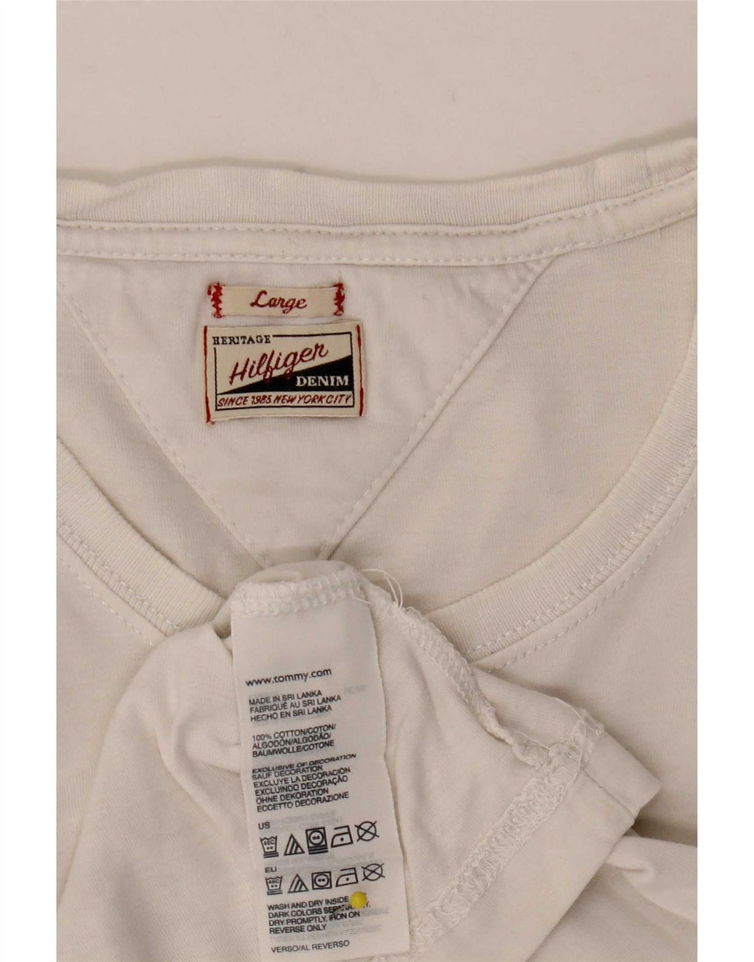 Tommy Hilfiger Herren-T-Shirt mit Grafik, Größe L, aus weißer Baumwolle