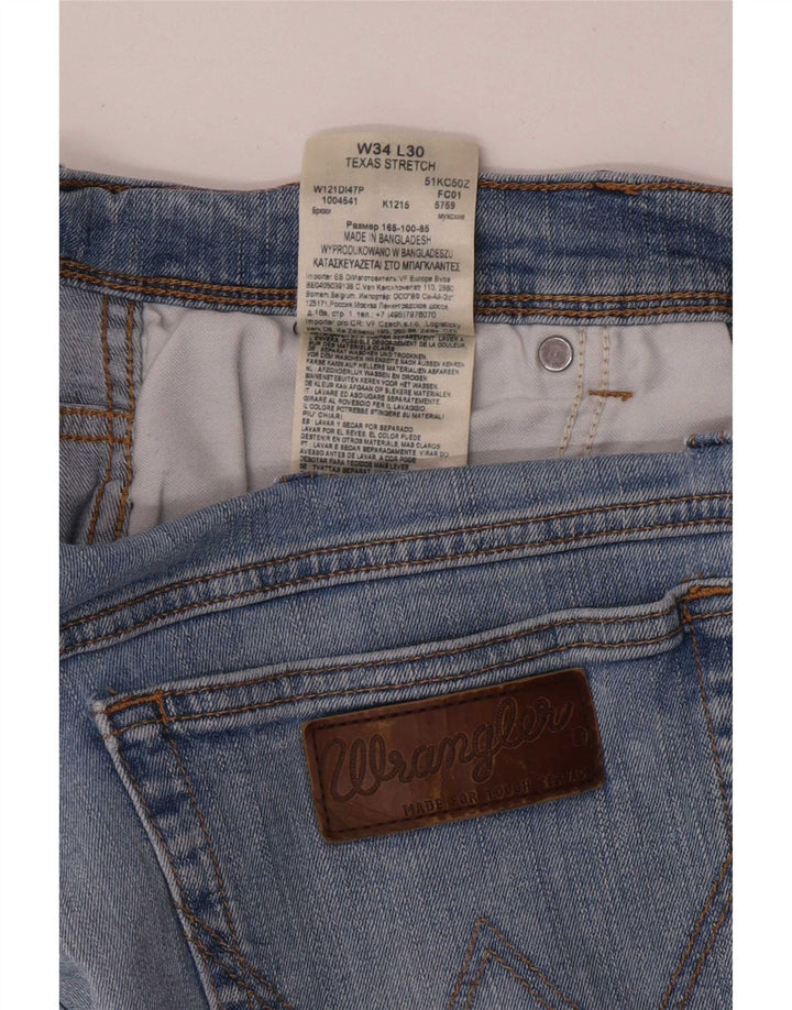 Wrangler Herren Texas Stretch Straight Jeans W34 L30 Blaue Baumwolle