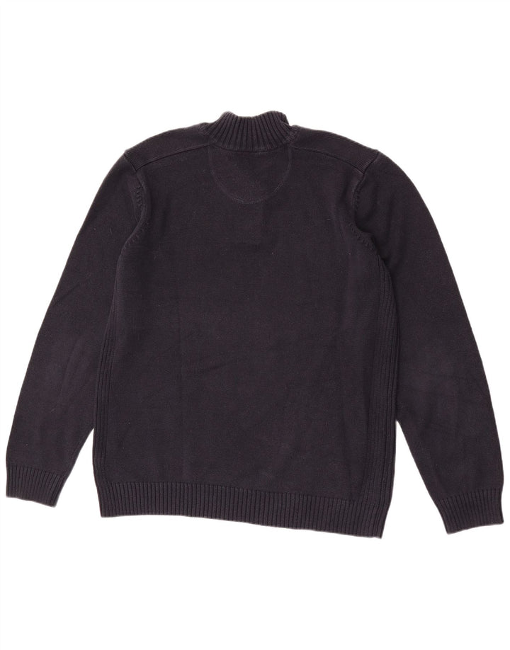 Marks & Spencer Herren-Pullover mit Knopfkragen, Größe L, Marineblau