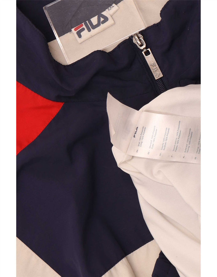 Fila Herren-Trainingsanzugoberteil mit Grafik, 2XL, Marineblau, Farbblock-Polyester