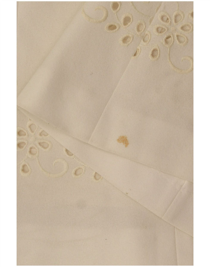 Vintage Damen A-Linie Kleid IT 42 Mittelweißes Blumenmuster aus Polyester