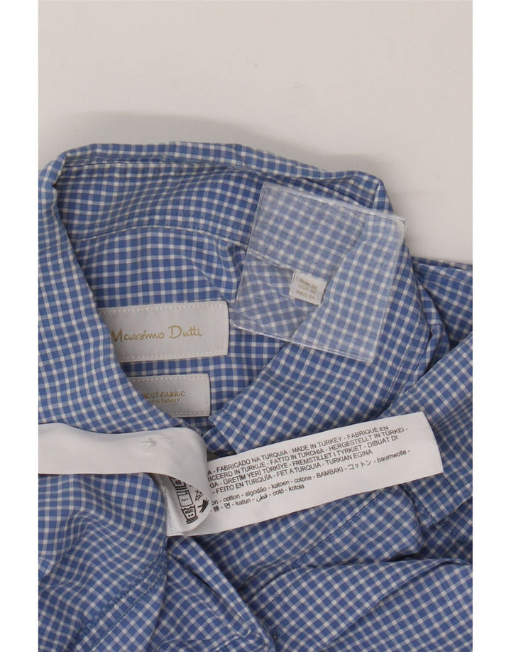 Massimo Dutti Herrenhemd aus mittelblauer Gingham-Baumwolle