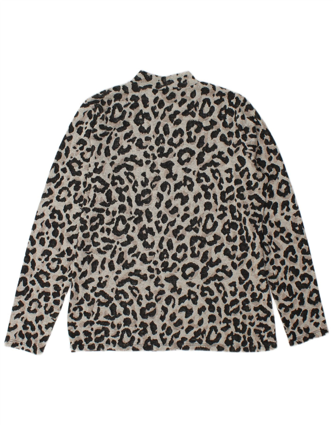 Oasis Damen Top Langarm UK 14 Mittelgraues Polyester mit Animal-Print