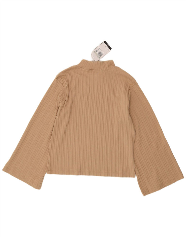Nike Damen Top Langarm UK 6 XS Beige Baumwolle