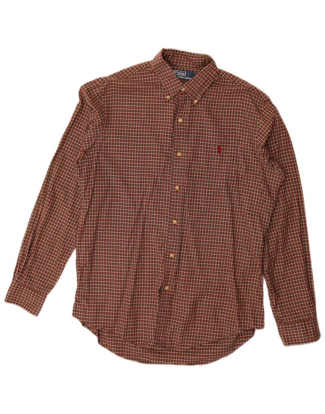 Polo Ralph Lauren Herren-Flanellhemd aus mittelbraun karierter Baumwolle