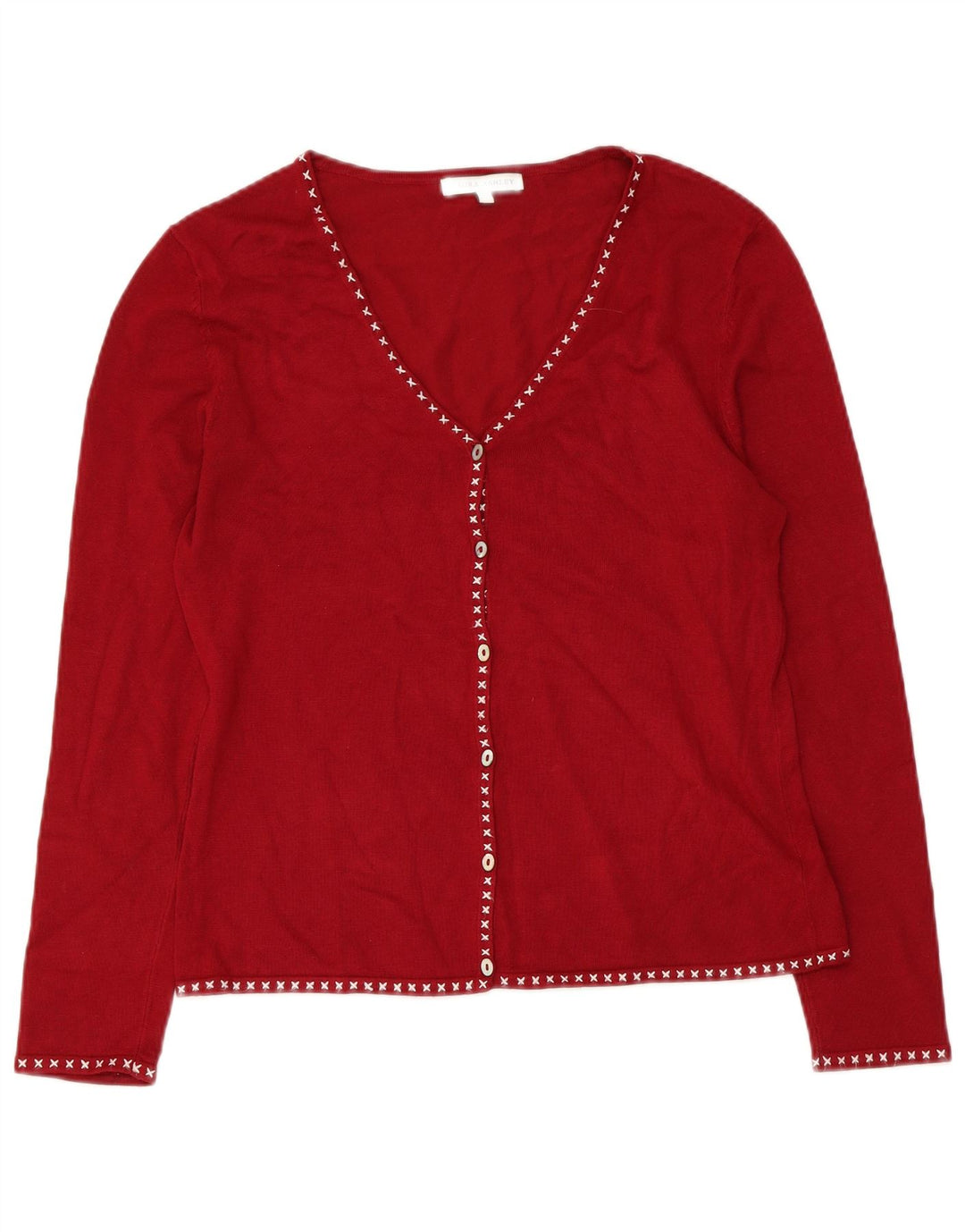 LAURA ASHLEY Damen Strickjacke UK 14 Mittelrote Viskose