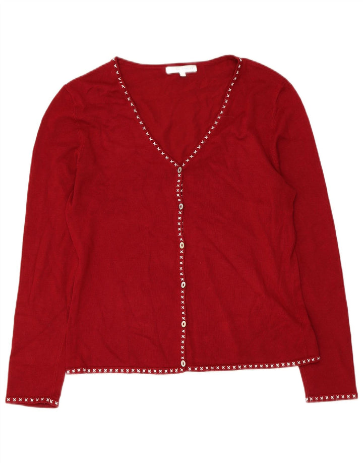 LAURA ASHLEY Damen Strickjacke UK 14 Mittelrote Viskose