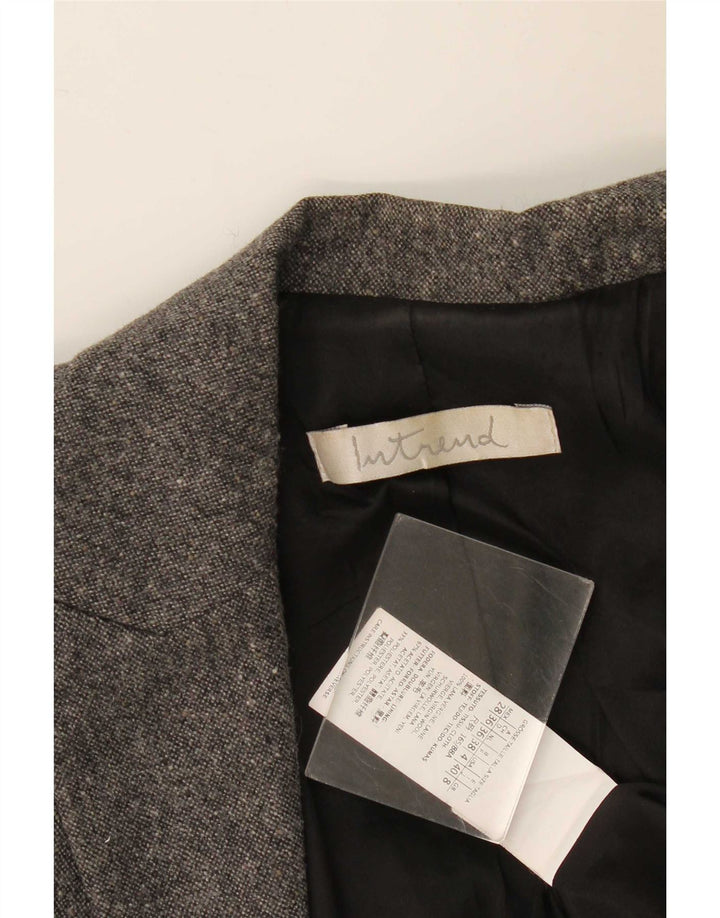 Intrend Damen-Blazerjacke mit 1 Knopf, UK 8, kleine grau gefleckte Wolle Produktbeschreibung Etikettengröße:  Marke: