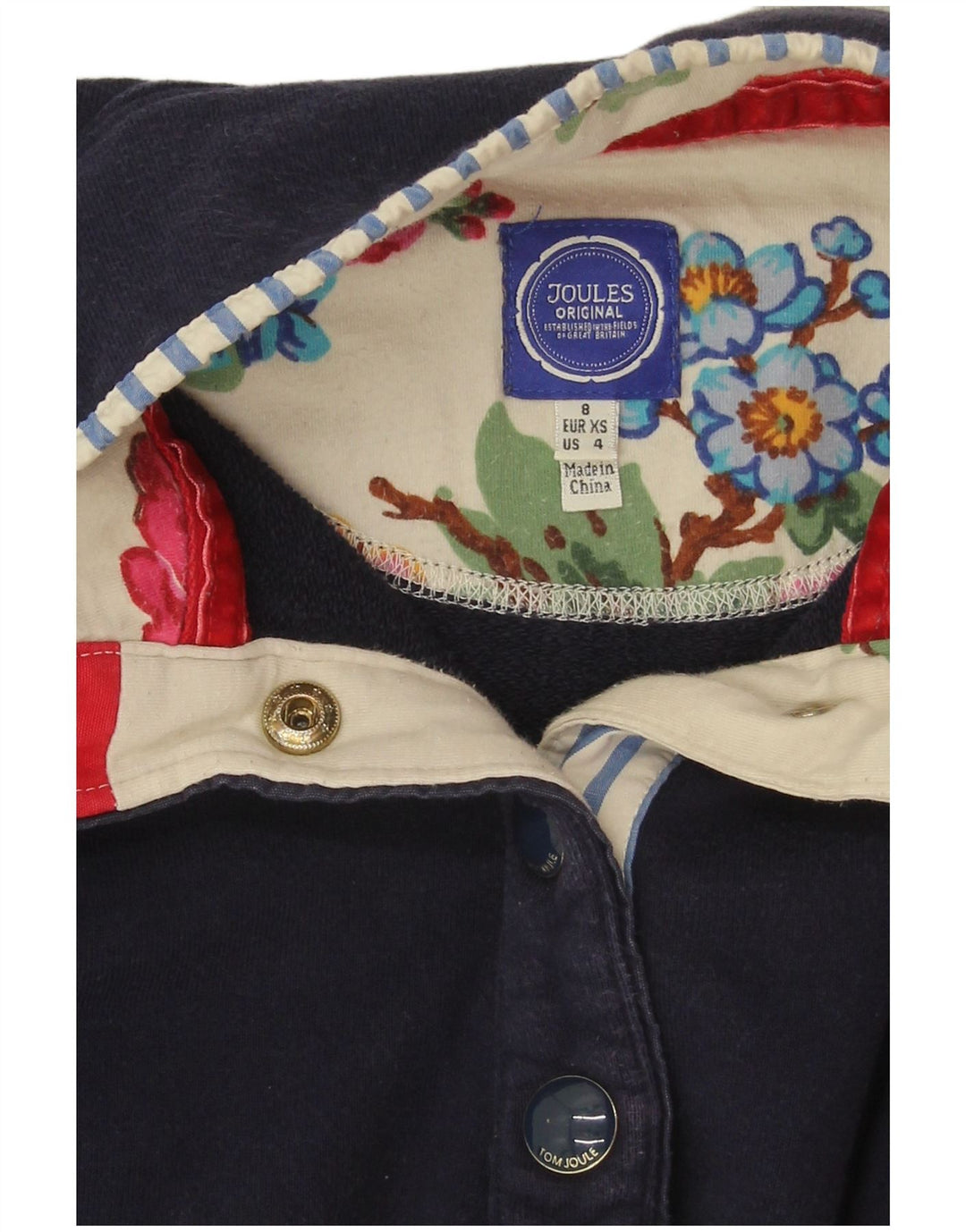 Joules Damen-Sweatshirt mit Knopfkragen, Gr. 8, Marineblau, Baumwolle