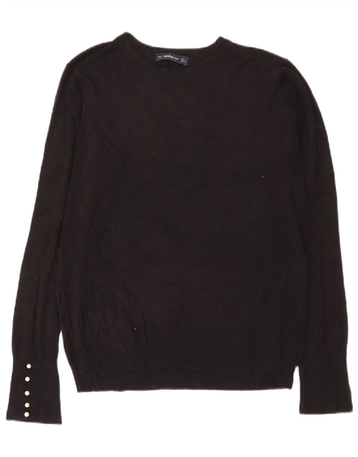 Zara Damen-Pullover mit Rundhalsausschnitt, Gr. 14, Schwarz
