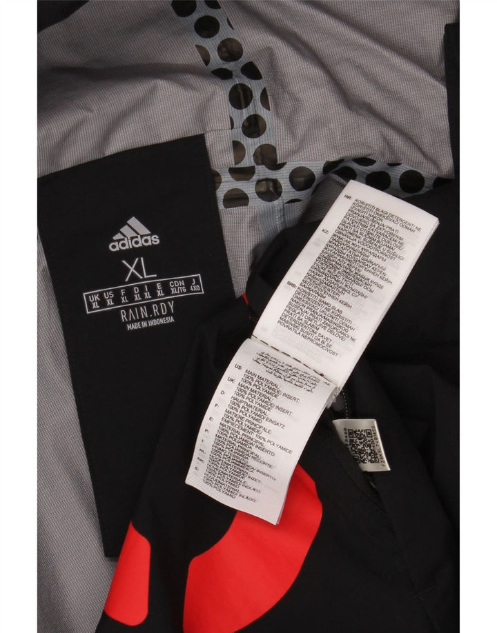ADIDAS Herren Graphic Hooded Rain Jacket UK 42 XL Schwarz Polyamid